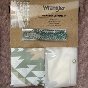 Wrangler White and Black Shower Curtain Set